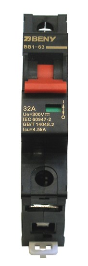 Выключатель автоматический BB1-63 1P XX 300V DC (300В постоянный ток, однополюсный, неполярный)